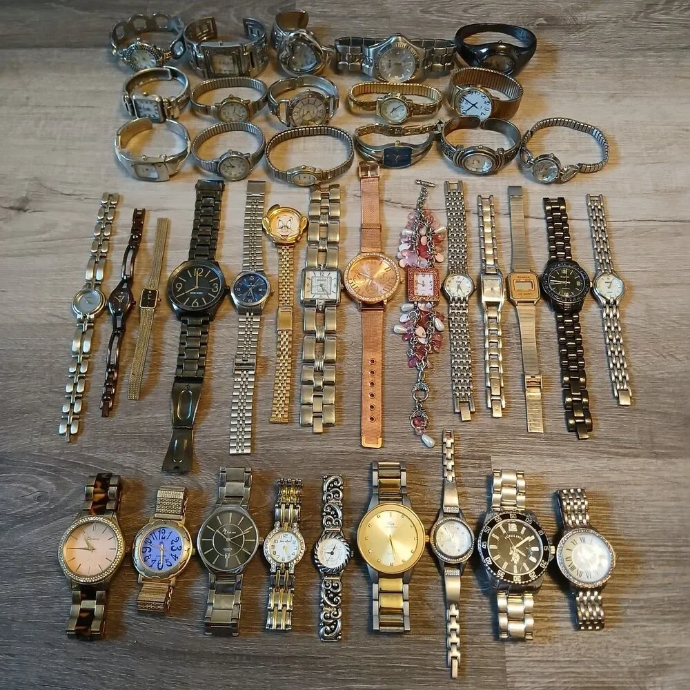 Lot 35+ Watches Parts/Repair ALL Metal Timex Relic Anne Klein Avenue Rumours